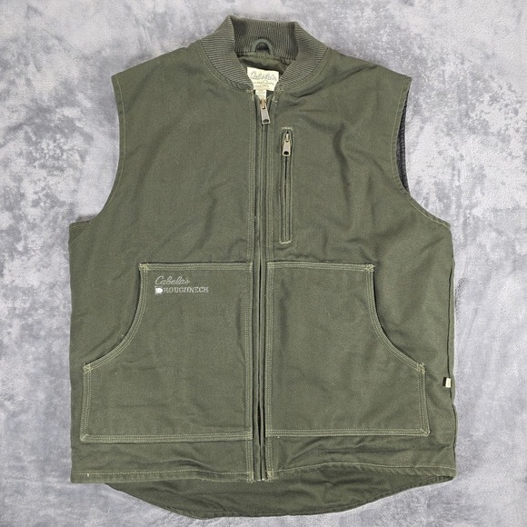 Cabela's RoughNeck Vest Men M Green Duck Canvas Thinsulate Quilted Work Jacket - Picture 1 of 9